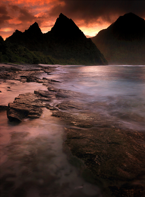 Sunrise on Ofu Beach. National Park of American Samoa. The only footprints I ever saw on this beach were my own.